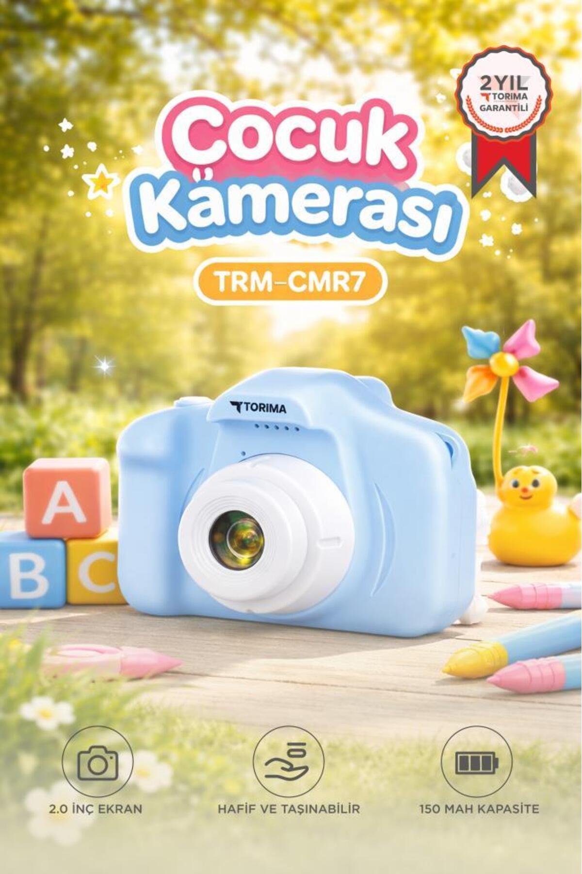 Torima Dijital Fotoğraf Makineleri Çocuk Kamerası 1080P Hd CMR7 Mavi