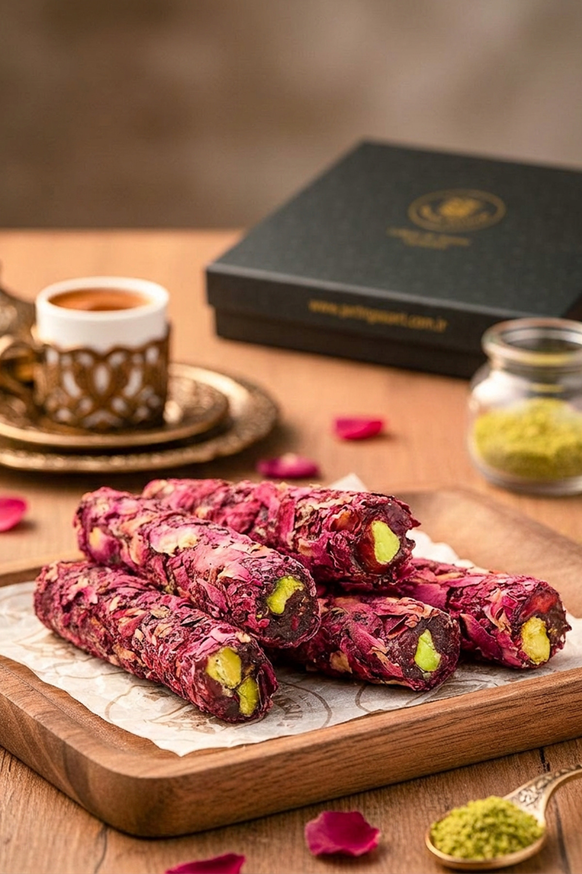 Antep Pazarı Antep Fıstıklı Gül Yapraklı Fitil Lokum 150 Gr