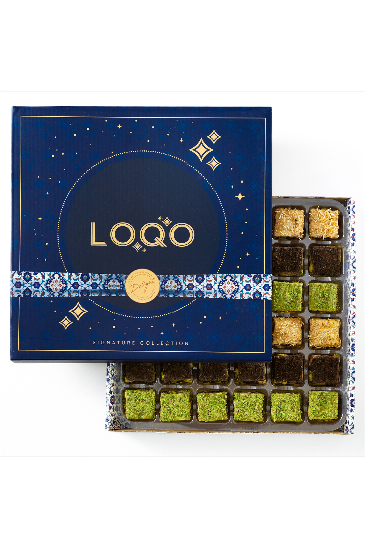 LOQO Özel Hediyelik Kutu Antepfıstıklı Baklava Lokum (NET 500GR) (ÖZEL KUMAŞ ÇANTA HEDİYELİ)