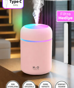 Nazalya 300 ml Ulrasonik Ledli Hava Nemlendirici Buhar Makinesi Ve Aroma Difüzörü