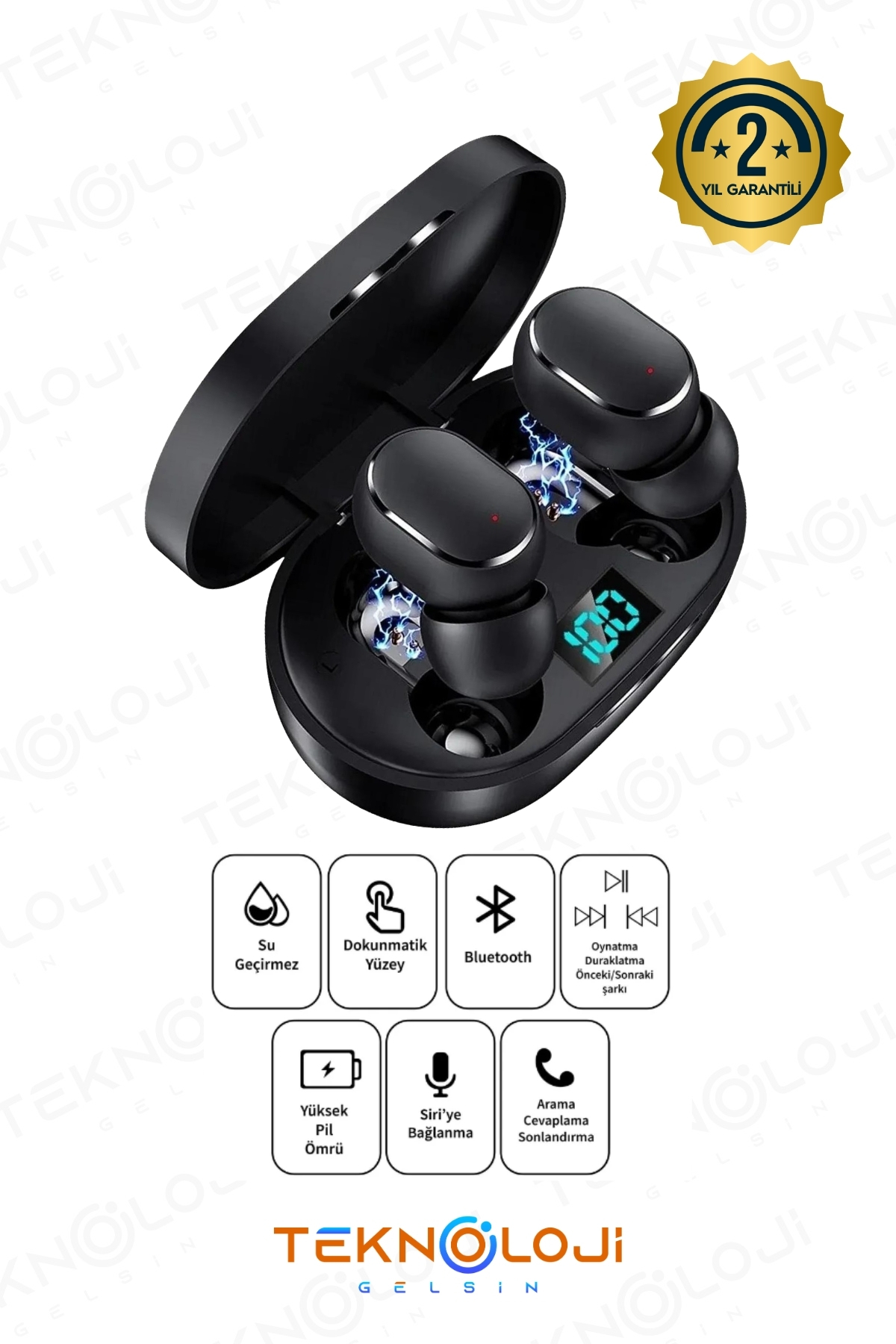 Teknoloji Gelsin E6s Dots Universal HD Ses Çift Mikrofon Extra Bass Powerbank Kutu Bluetooth Kablosuz Kulaklık