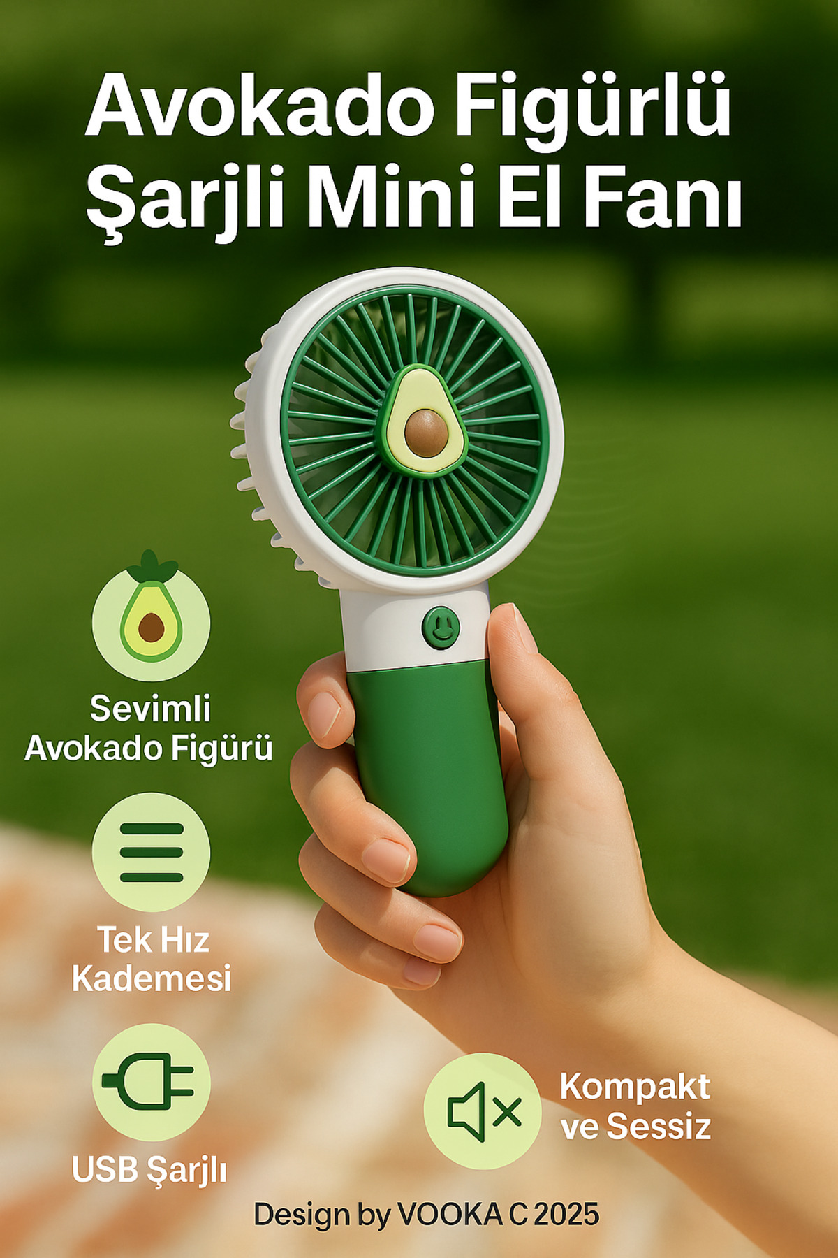 VOOKA Fan Soğutucu Mini Vantilatör Klima Güçlü Serinletici Taşınabilir Şarjlı Masa Üstü Sessiz Standlı
