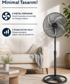 Alternative view of KUMTEL KTF-340 Siyah 18 İnç Sanayi Tipi Vantilatör 3in1 60 W,5 Kanatlı, 3 Kademeli, 132 cm