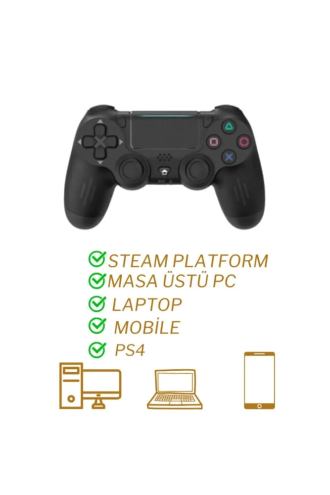 Genel Markalar Ps 4 Joystick Tablet Telefon Pc Uyumlu Titreşimli Oyun Kolu 2 Adet - Şarj Kablo Hediyeli Smith - Görsel 2