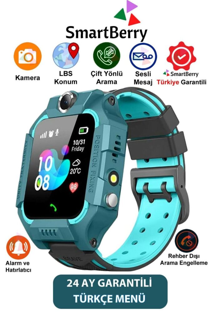 Smartberry Z2 Lbs Konumlu Akıllı Çocuk Takip Saati Sim Kartlı Arama, Kameralı, Gizli Dinleme Özellikli - Yeşil - Görsel 2