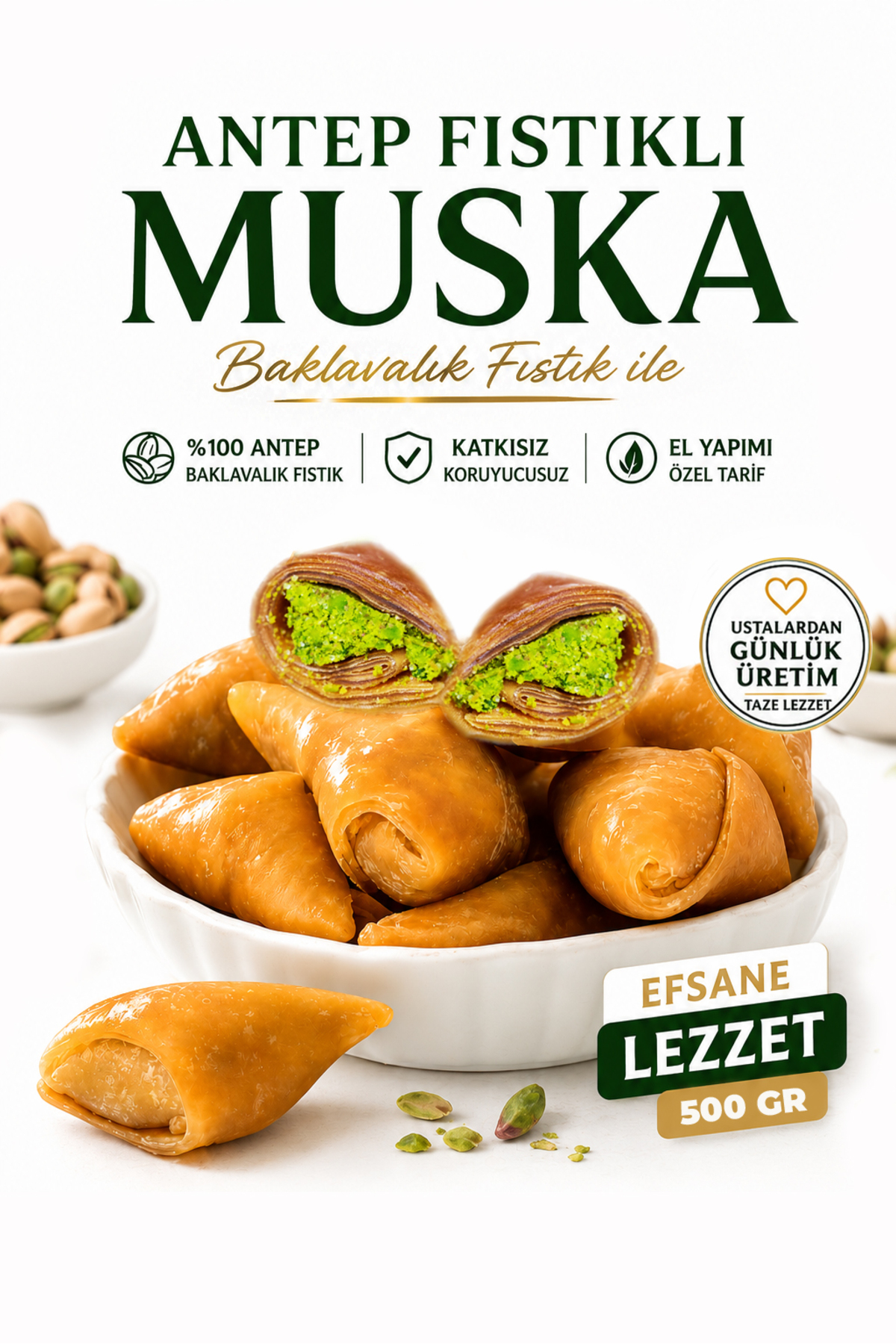 Gaziantep Baharat Antep Fıstıklı Muska 500 gr