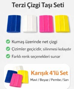 ALBERTOS Terzi Sabun Çizgi Taşı 4 Adet Renkli Kumaş İşaretleme Seti Kolay Silinir - Görsel 3
