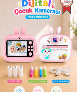 Torima Dijital Fotoğraf Makinesi Çocuk Termal Resim Kağıt Baskılı Yazıcı Kamera Video Makinesi CMR18 Pembe