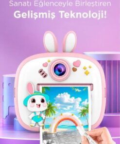 Alternative view of Torima Dijital Fotoğraf Makinesi Çocuk Termal Resim Kağıt Baskılı Yazıcı Kamera Video Makinesi CMR18 Pembe