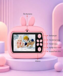 Torima Dijital Fotoğraf Makinesi Çocuk Termal Resim Kağıt Baskılı Yazıcı Kamera Video Makinesi CMR18 Pembe - Görsel 3