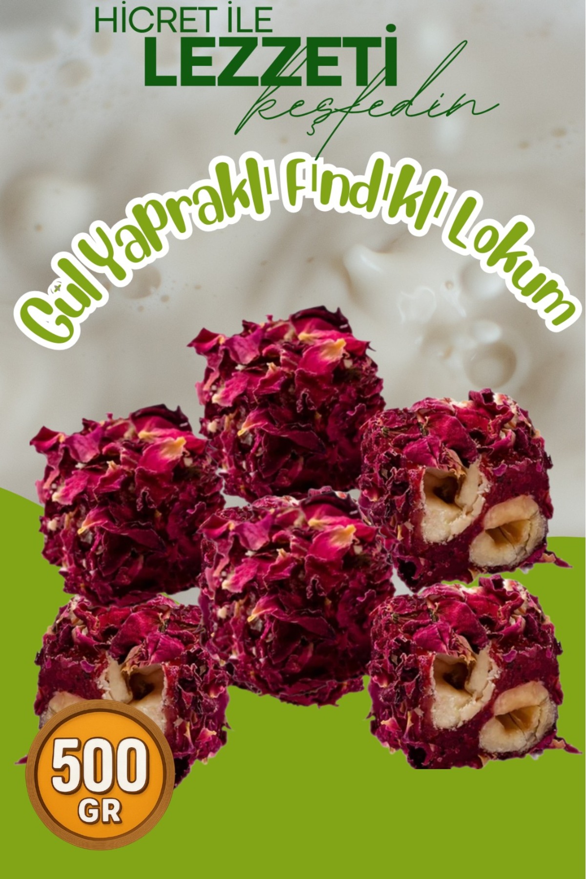 Hicret Kuruyemiş Gül Yapraklı Fındıklı Lokum 500 Gr