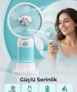 ALFAGİFT USB Şarjlı Mini El Fanı Taşınabilir Sessiz Masaüstü Vantilatör Mini Fan