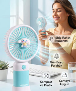ALFAGİFT USB Şarjlı Mini El Fanı Taşınabilir Sessiz Masaüstü Vantilatör Mini Fan - Görsel 3