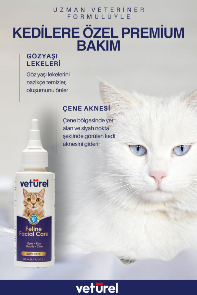 Veturel Kedi Yüz Temizleme Solüsyonu Kedi Aknesi Gözyaşı Lekesi Göz Damlası Akıntı Kaşıntı Bakımı 100ml - Görsel 2