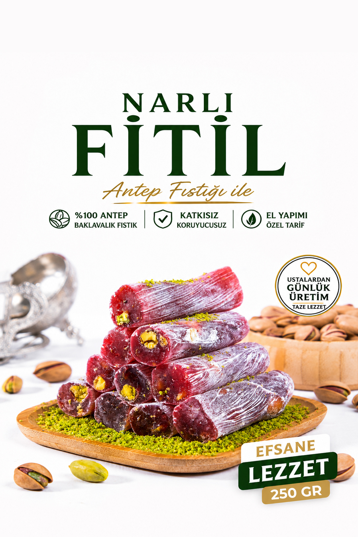 Gaziantep Baharat Narlı Fitil Lokum 250gr - Geleneksel Turkish Delight | Gaziantep’in Özel Lezzeti