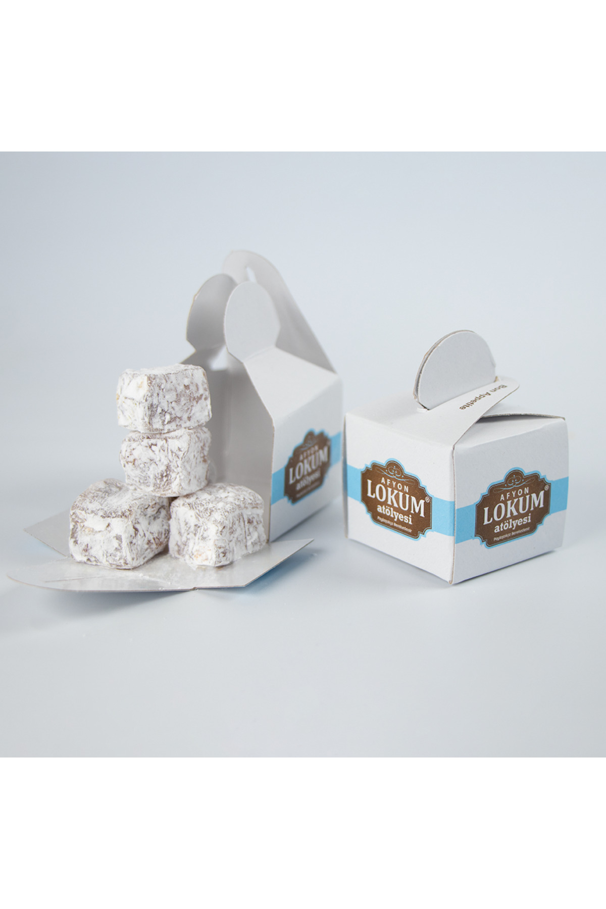 Lokum Atölyesi Duble Kavrulmuş Antep Fıstıklı Mini Lokum (Pudra Şekeri Kaplı) 250g (10 Adet Tekli Kutu İçerisinde)