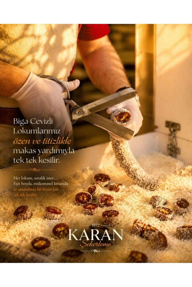 Karan Şekerleme Biga Cevizli Lokum 400g | El Yapımı | Geleneksel Üretim | Bol Cevizli | Taze Lokum - Görsel 3