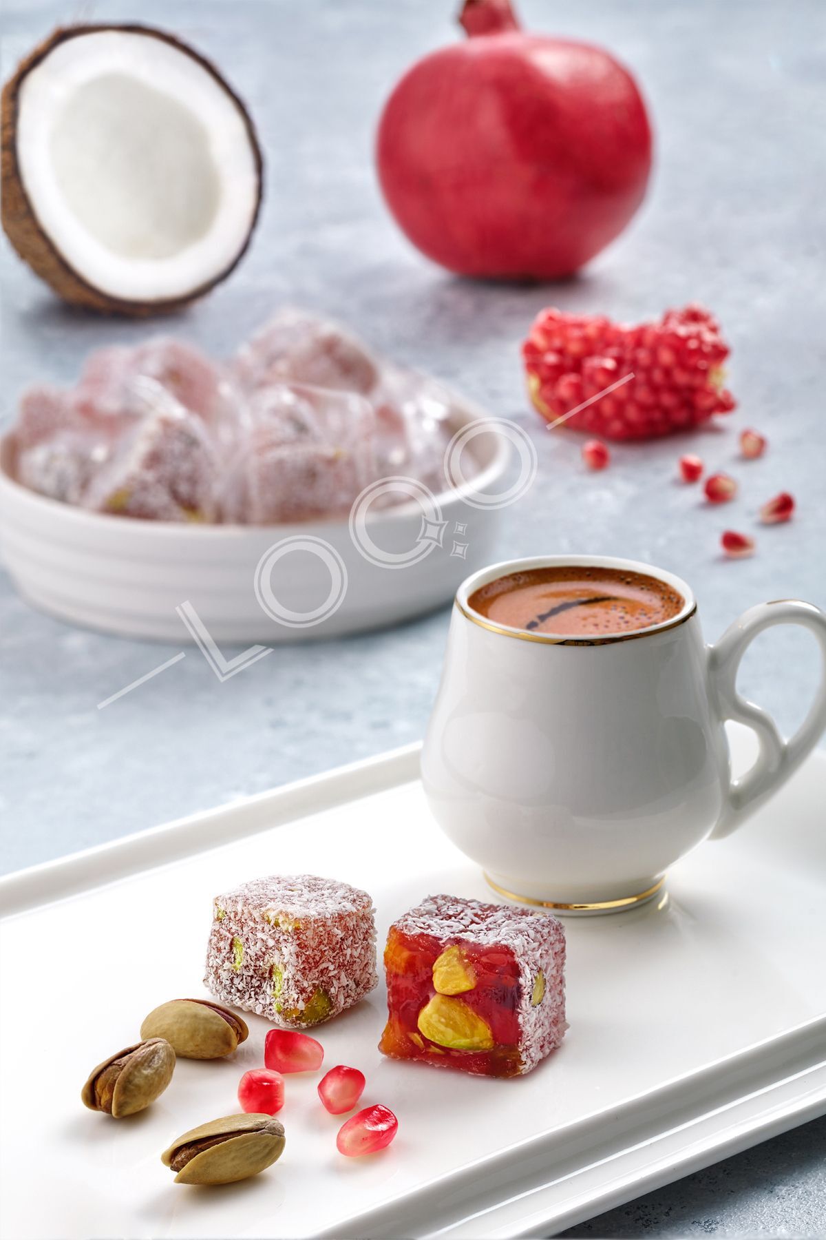 LOQO Nar Aromalı Antep Fıstıklı Çifte Kavrulmuş Lokum 1 Kg (Tek Tek Paketli) 1001