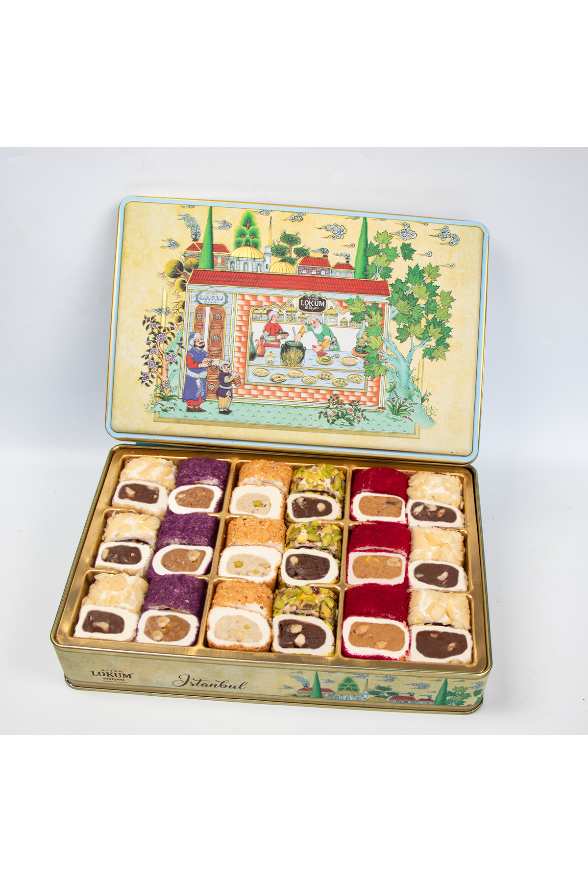Lokum Atölyesi Hürrem Sultan Antep Fıstıklı,Fındıklı,Bademli,Susamlı Dolma Lokum 600g