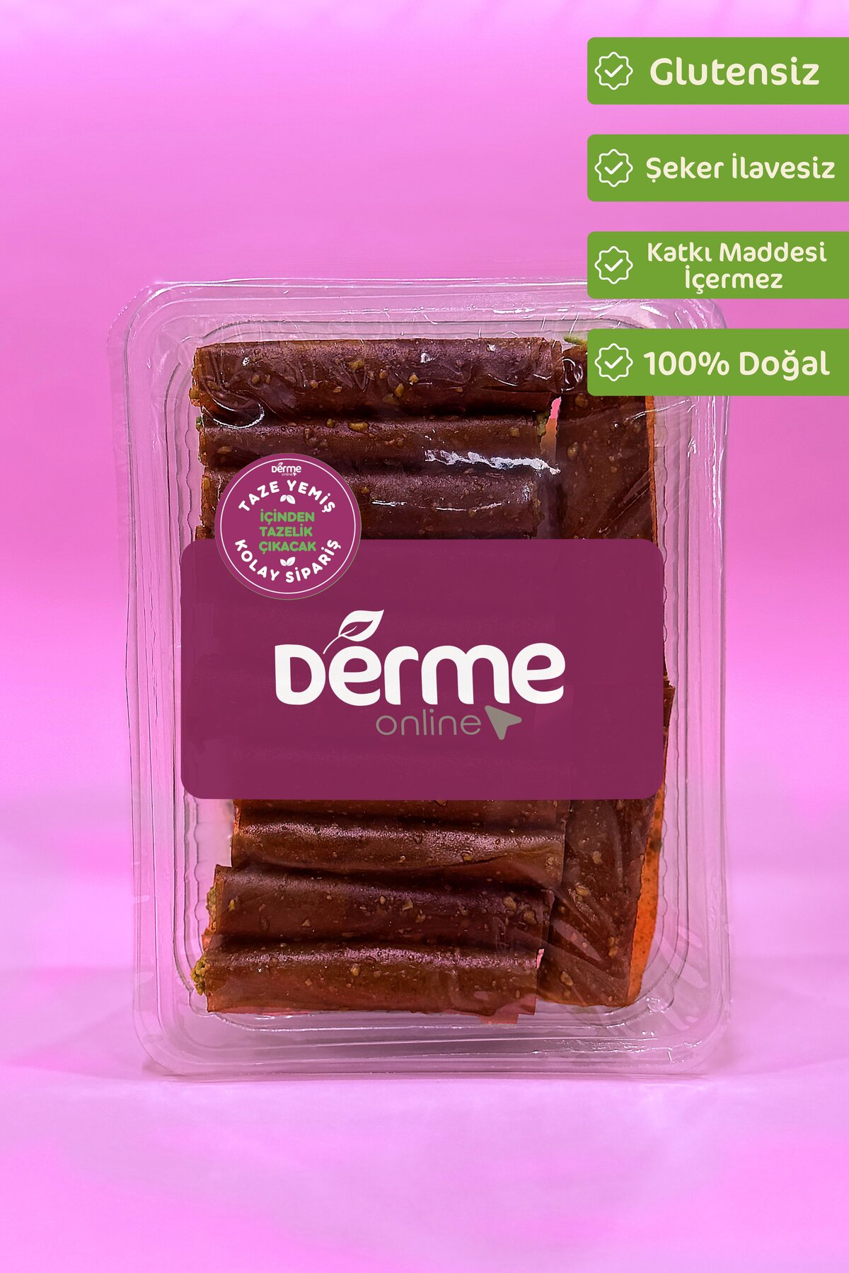 Derme Rulo Pestil - Antep Fıstıklı - Glutensiz - Rafine Şeker İlavesiz 300 g