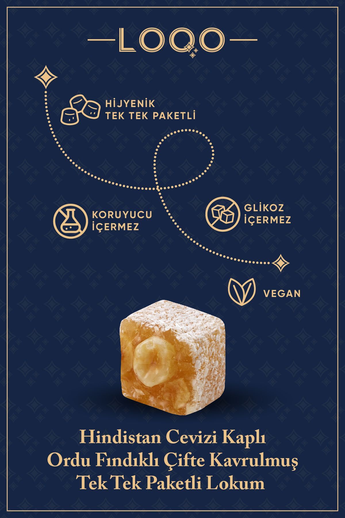 LOQO Bol Fındıklı Hindistancevizi Kaplı Çifte Kavrulmuş Lokum 500 gr (TEK TEK PAKETLİ) 1016 - Görsel 3