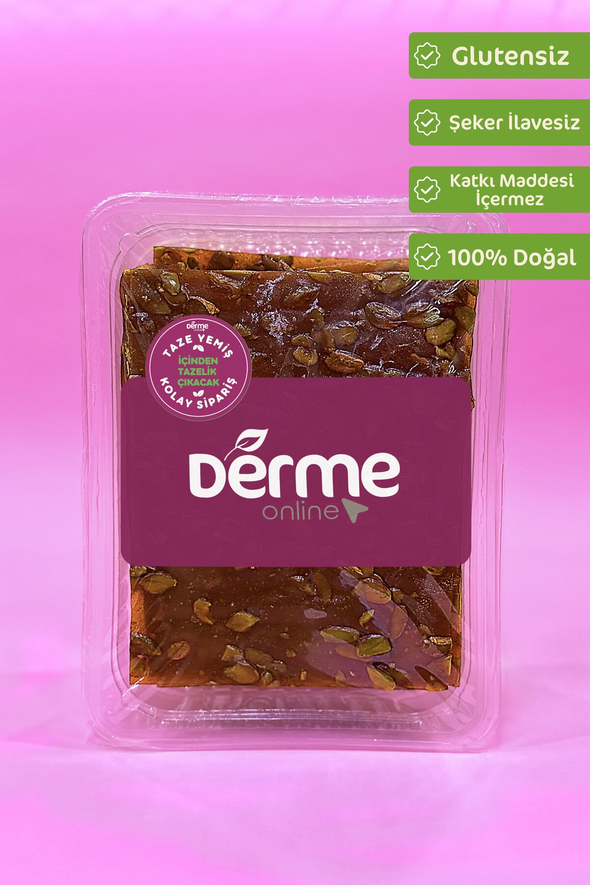 Derme Yaprak Pestil - Antep Fıstıklı - Glutensiz - Rafine Şeker İlavesiz 300 g