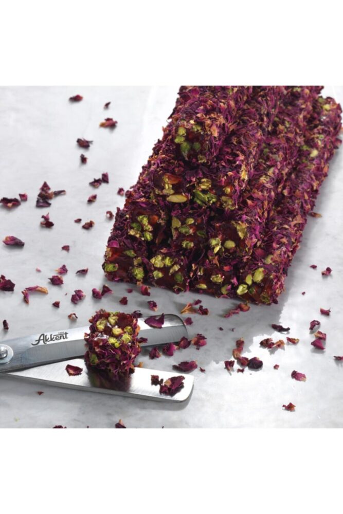 Akkent 1860 Gurme Nar Aromalı Antep Fıstıklı Gül Yapraklı Lokum 450 Gr.