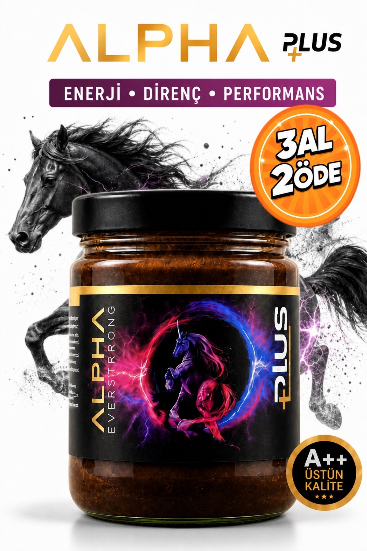 ALPHA EVERSTRONG Alpha Ginseng Atom Güç Kuvvet Macunu Bitkisel Macun Kavanoz (240 GR)