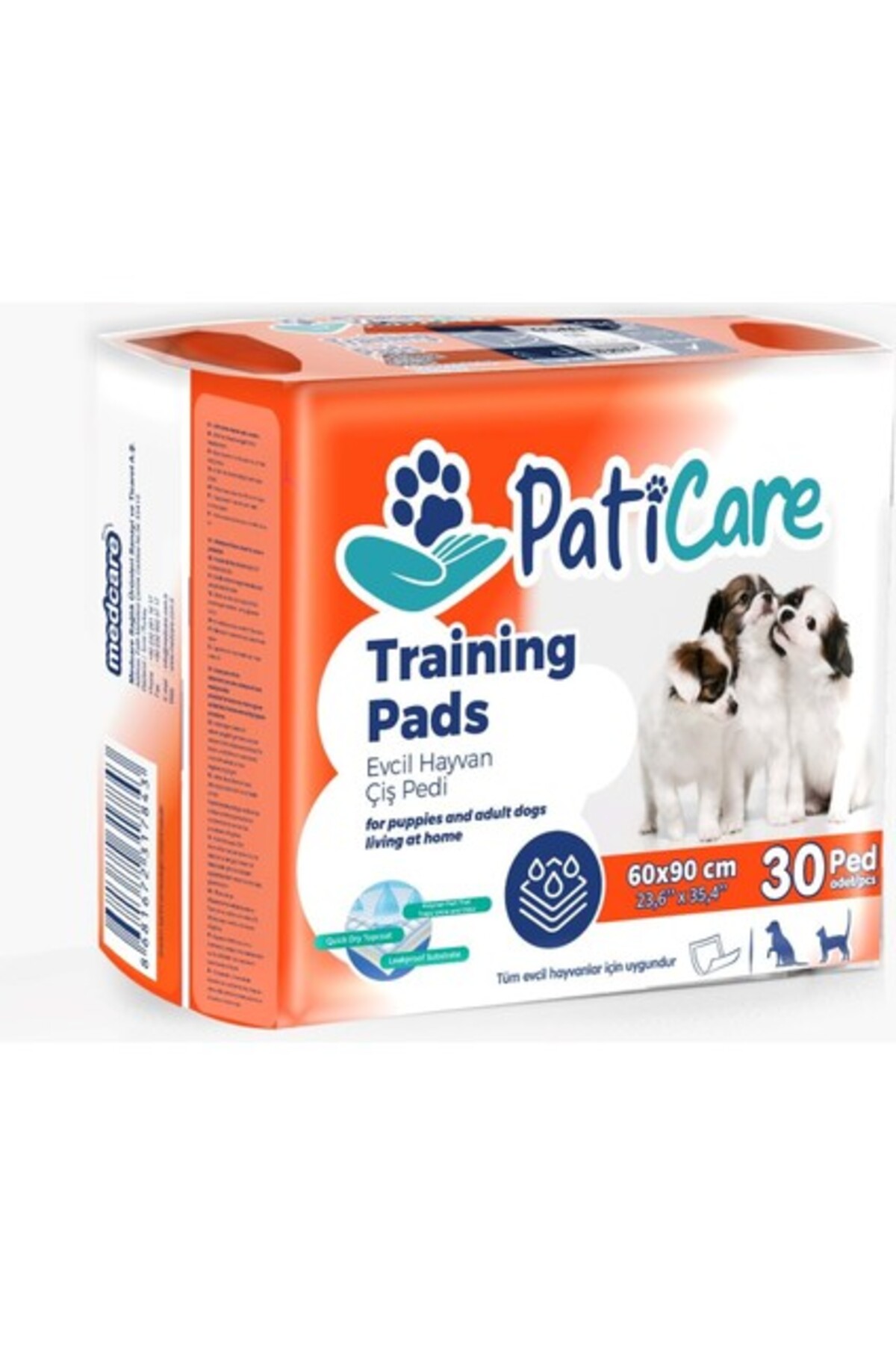 PatiCare Trainingpads Yavru Köpek Tuvalet Eğitim Pedi 60 X 90 Cm 30'lu Köpek Çiş Pedi Hasta Köpek Pe