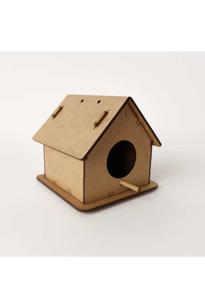 Vegüba Ahşap Boyanabilir Kuş Evi 12 cm*12cm*12 cm - Görsel 2