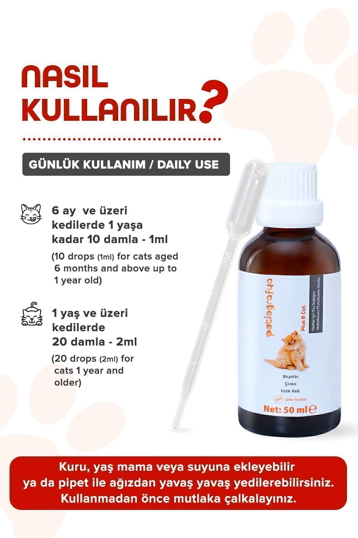 patiografya Tüy Dökülme Engelleyici, Tüy Dökümünü Azaltan, Besleyen Tüy Sağlığı Damlası Kedi Tüy Döküm Önleyici 50 ml - Görsel 3
