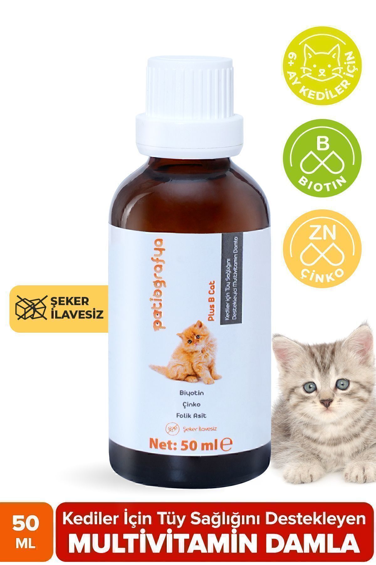 patiografya Tüy Dökülme Engelleyici, Tüy Dökümünü Azaltan, Besleyen Tüy Sağlığı Damlası Kedi Tüy Döküm Önleyici 50 ml
