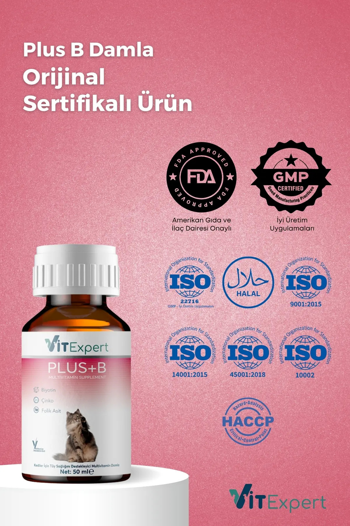Vitexpert Hızlı Etkili Tüy Dökülmesi Önleyici Tüm Kediler İçin Plus B Biyotin Multivitamin Damlası 50 ml - Görsel 3