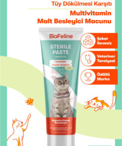 BioFeline Tüy Dökülmesi, Tüy Yumağı ve Kusma Engelleyici Multivitaminli Kısır Kedi Maltı 100g - Görsel 3