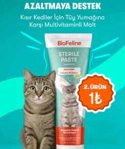 BioFeline Tüy Dökülmesi, Tüy Yumağı ve Kusma Engelleyici Multivitaminli Kısır Kedi Maltı 100g
