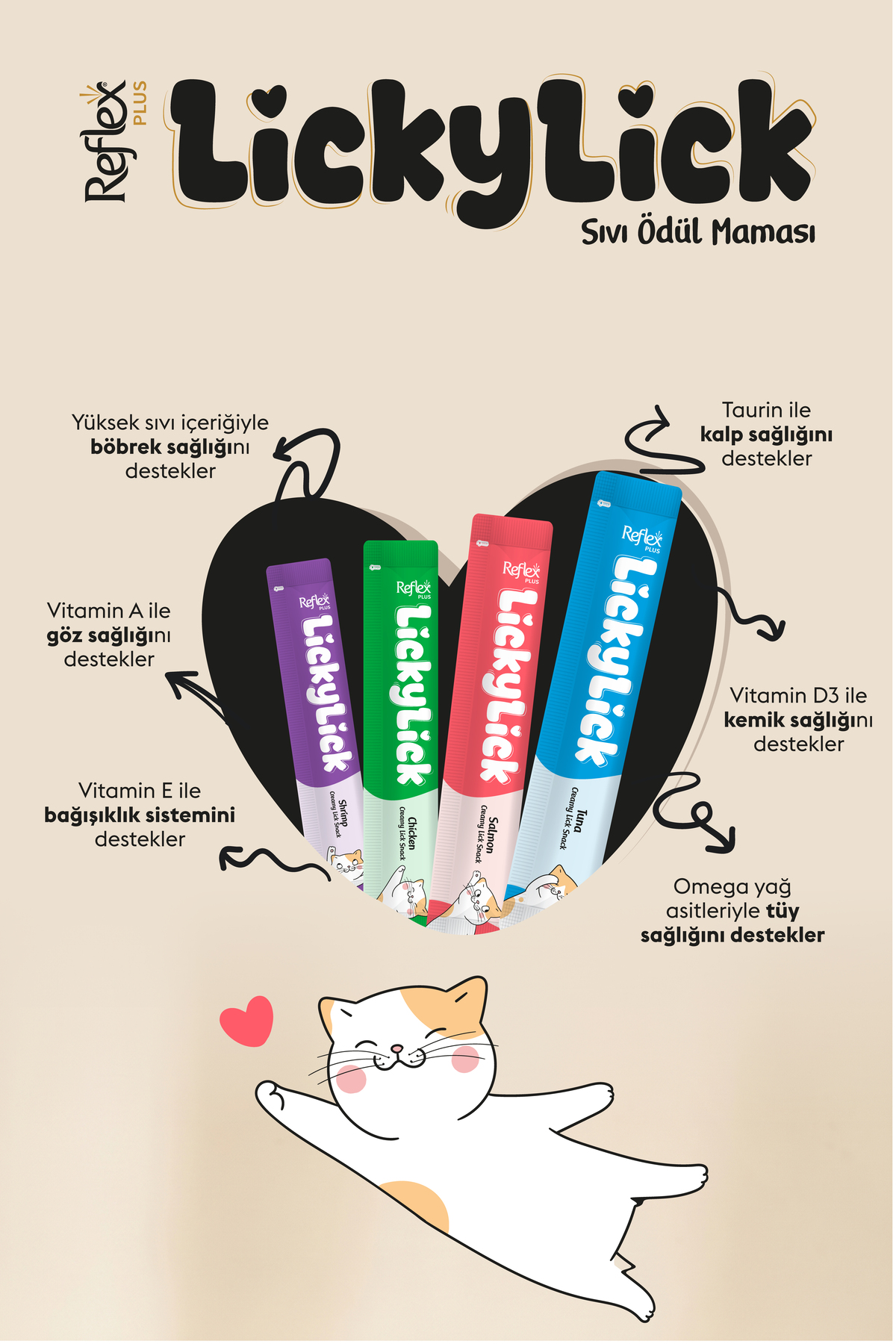 Reflex Plus LickyLick Kedi Sıvı Ödül Maması Karışık Paket 15g x 72 Adet - Görsel 3