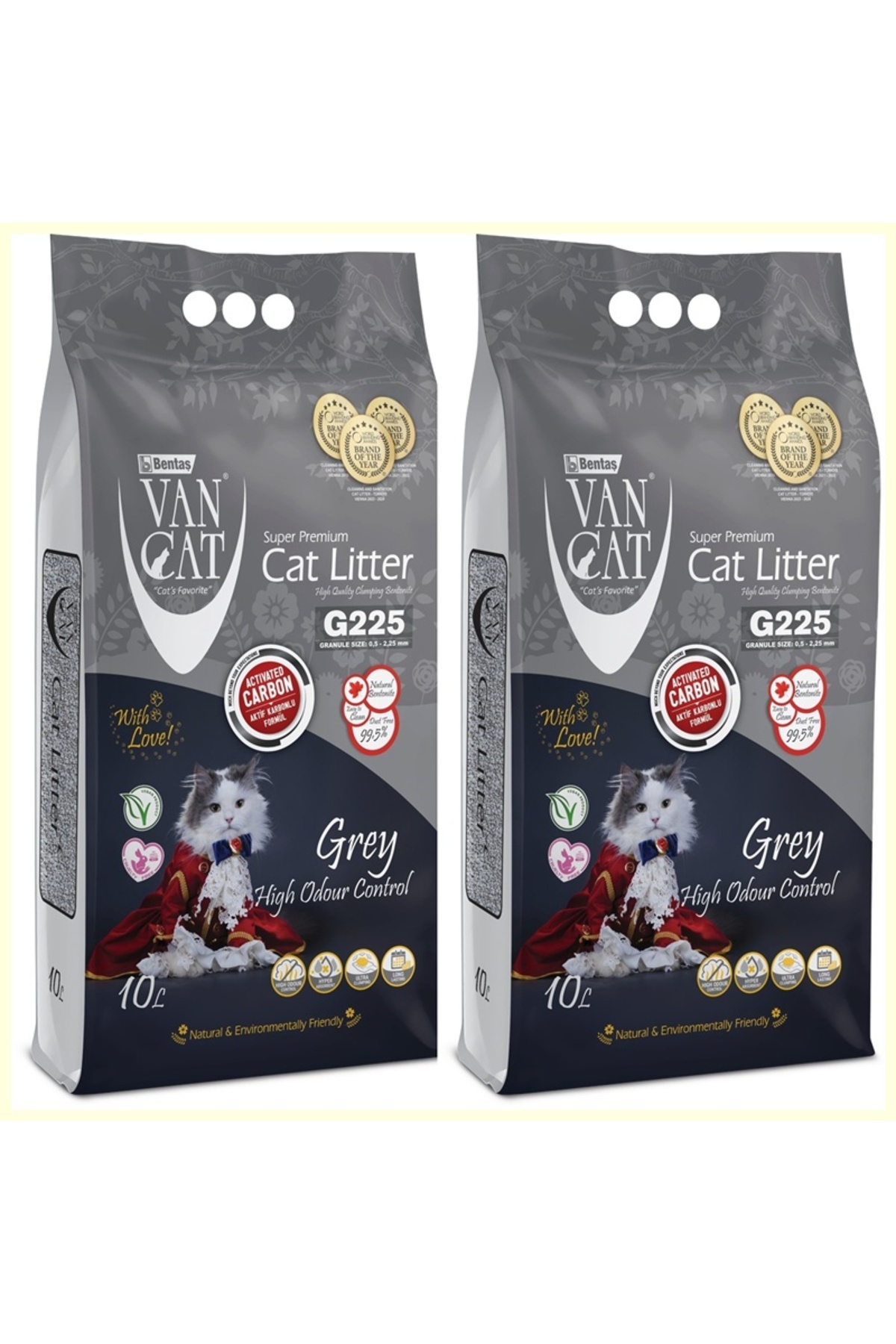 Bentaş Van Cat CNRPLUS Van Cat Actıve Carbon Kedi Kumu 10 Lt 2 X Adet
