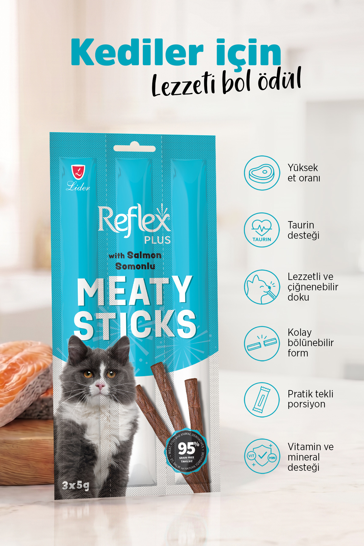 Reflex Meaty Sticks / Somonlu Çubuk yüksek kaliteli et içeriği