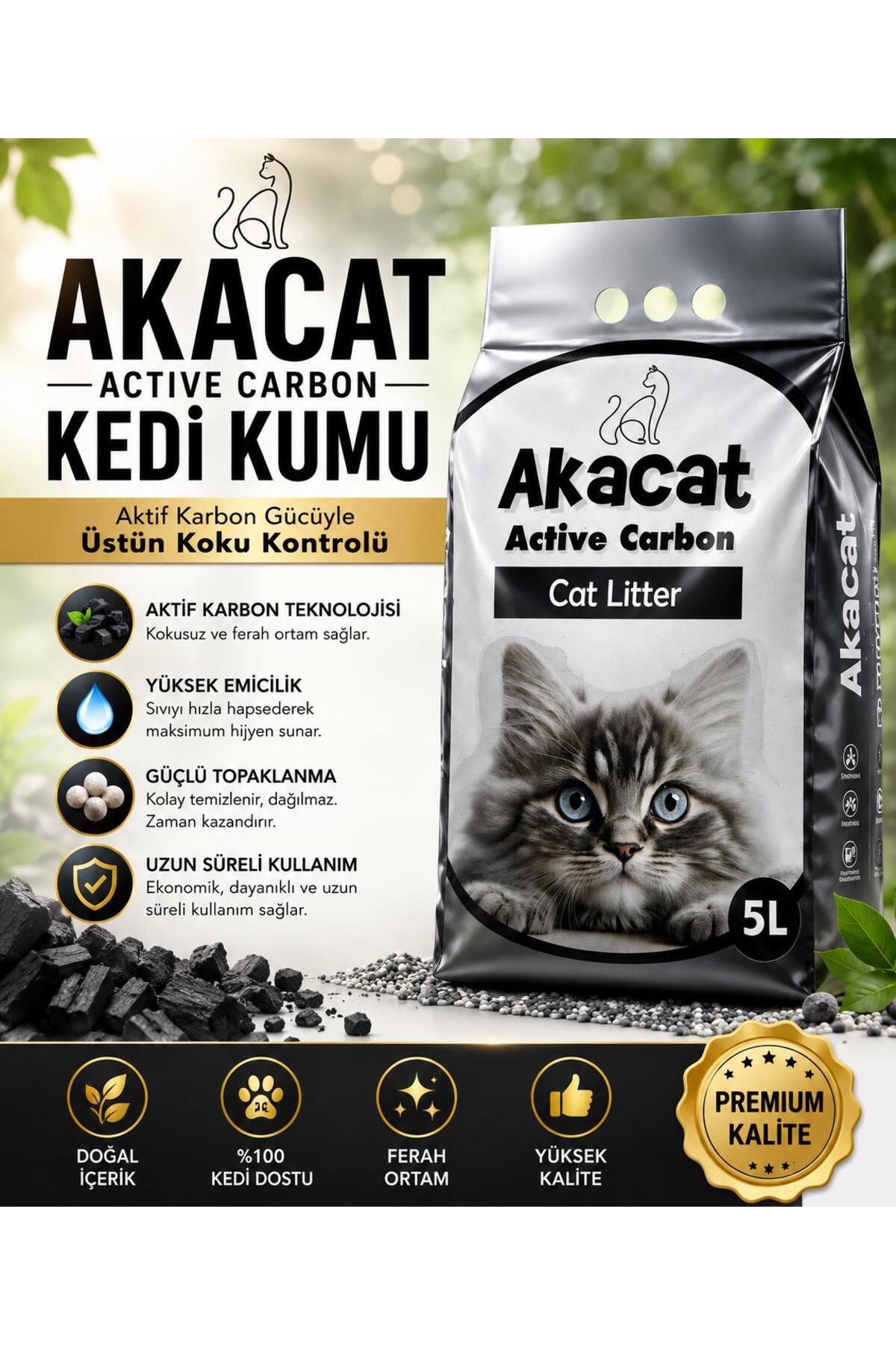 AKACAT Aktif Karbonlu Süper Topaklanan Premium 5 Lt - Görsel 3