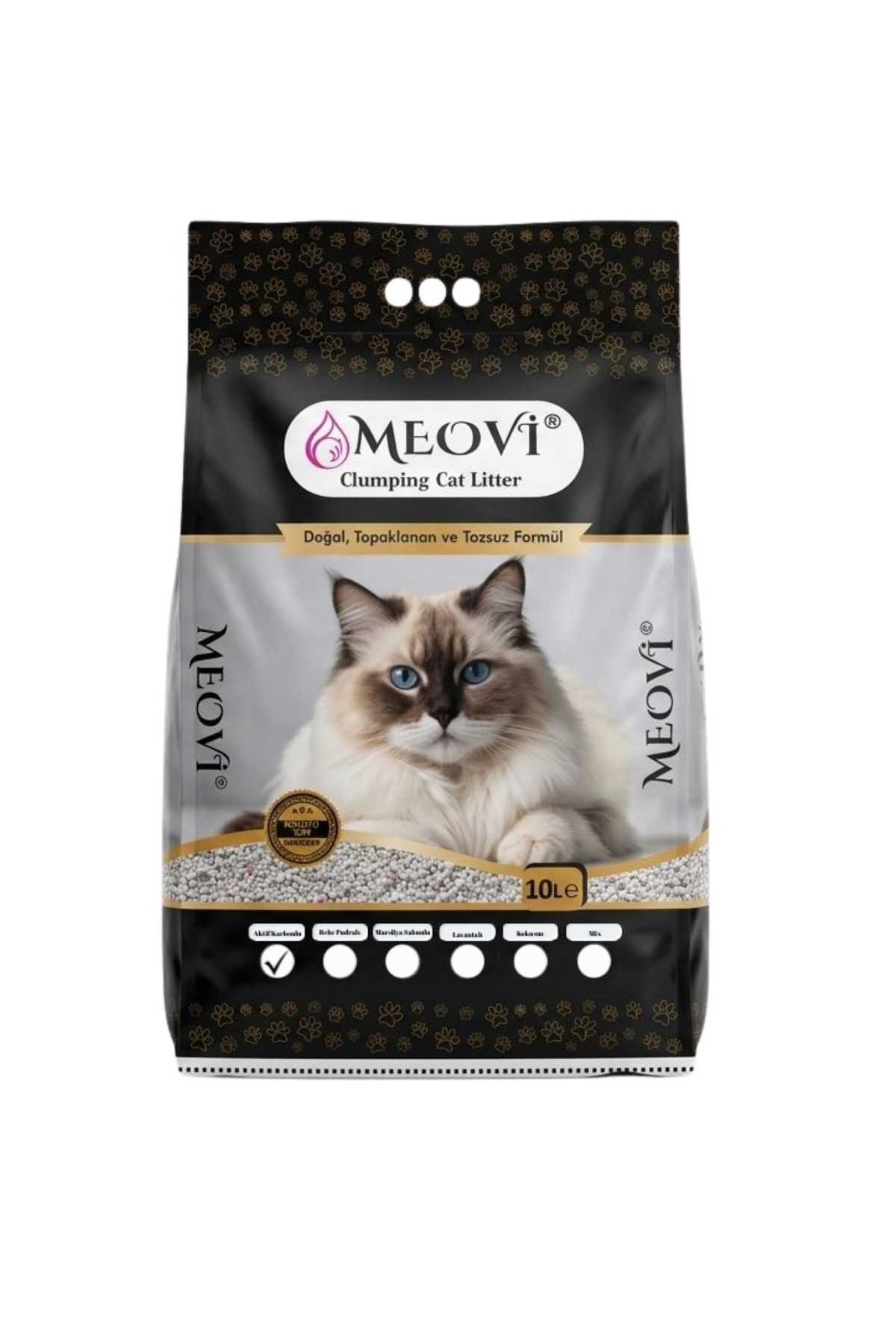 meovi Aktif Karbonlu İnce Taneli Kedi Kumu 10 Lt.