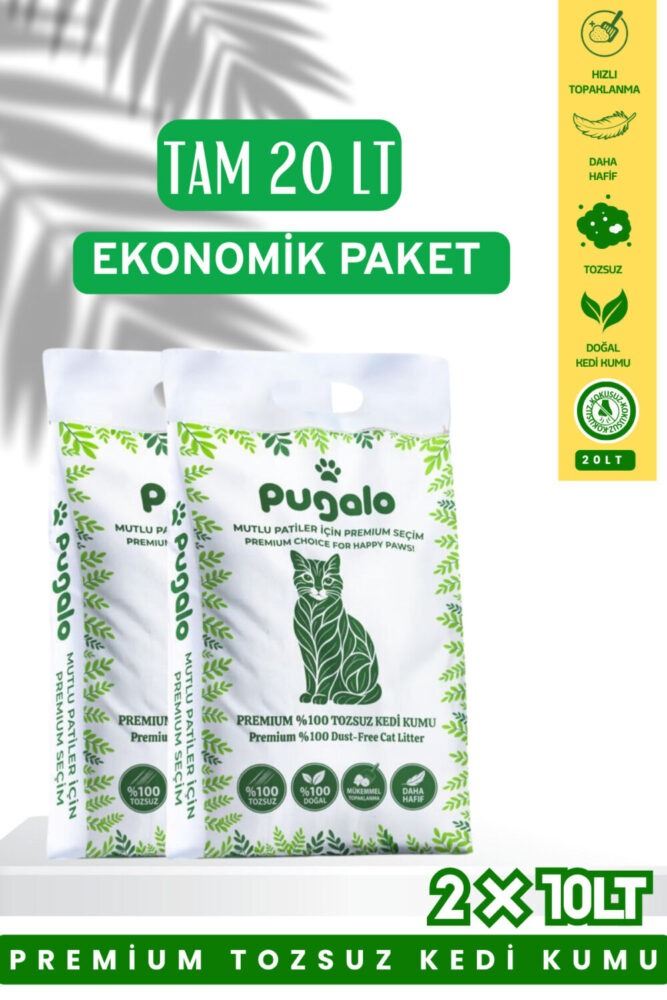 Pugalo Kokusuz Naturel Kedi Kumu 10LT X 2 Adet