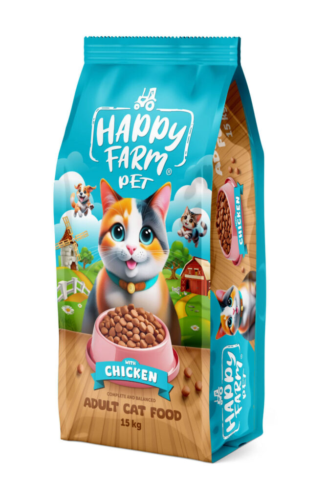 happy farm Yetişkin Kedi Maması Tavuk Etli 15 KG - Görsel 2