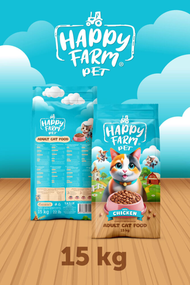 happy farm Yetişkin Kedi Maması Tavuk Etli 15 KG - Görsel 3