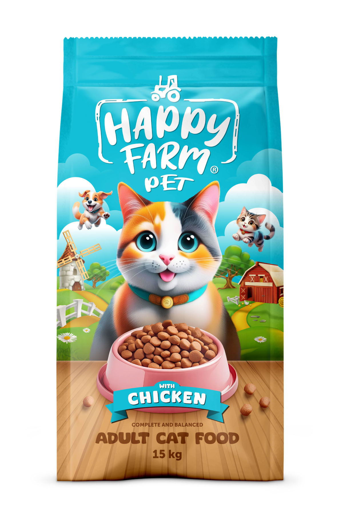 happy farm Yetişkin Kedi Maması Tavuk Etli 15 KG