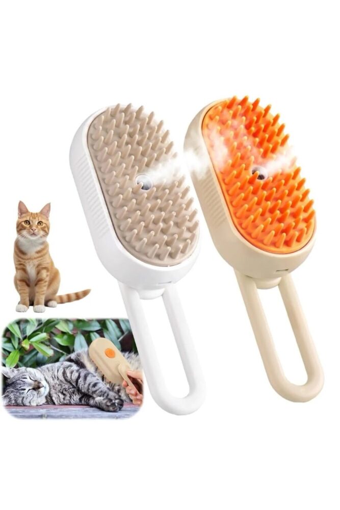 BEYZANA Saplı Buharlı Kedi Tarağı, Buharlı Kedi & Köpek Yıkama Fırçası Tarağı Yumuşak Silikonlu
