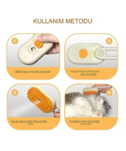 BEYZANA Saplı Buharlı Kedi Tarağı, Buharlı Kedi & Köpek Yıkama Fırçası Tarağı Yumuşak Silikonlu - Görsel 3