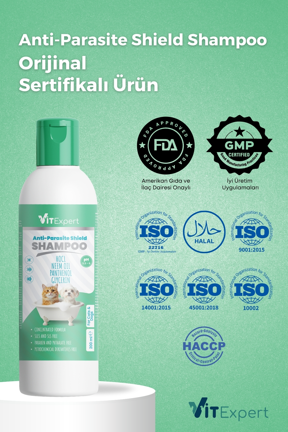 Vitexpert Arındırıcı Kedi ve Köpek Anti Parazit Shield Pire Kene Bit Parazit Hızlı Etkili Doğal Şampuan 200 ML - Görsel 3