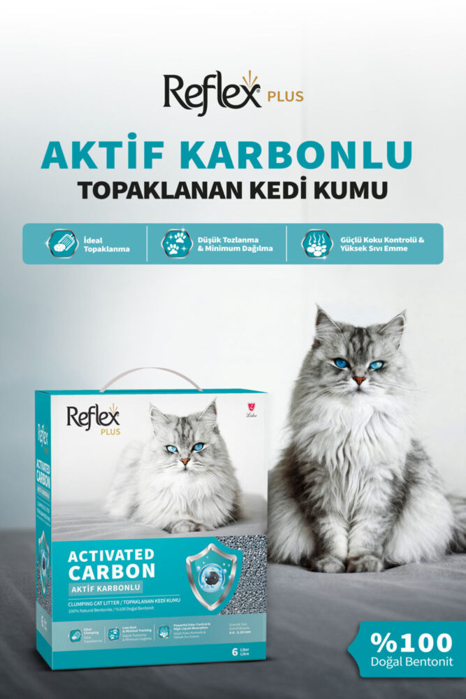 Reflex Plus Aktif Karbonlu Topaklanan Kedi Kumu 6L x 4 Adet - Görsel 2
