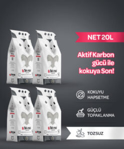 Toi Moi 4lü Avantaj Paketi Koku Hapseden, Topaklanan,Tozsuz Aktif Karbonlu Bentonit Kedi Kumu 4x5kg