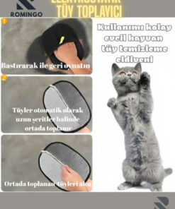 Romingo Kedi Köpek Kıyafet Koltuk Tüy,Toz,Tiftik Toplama Eldiven Yıkanabilir Tüy Temizleme - Görsel 3